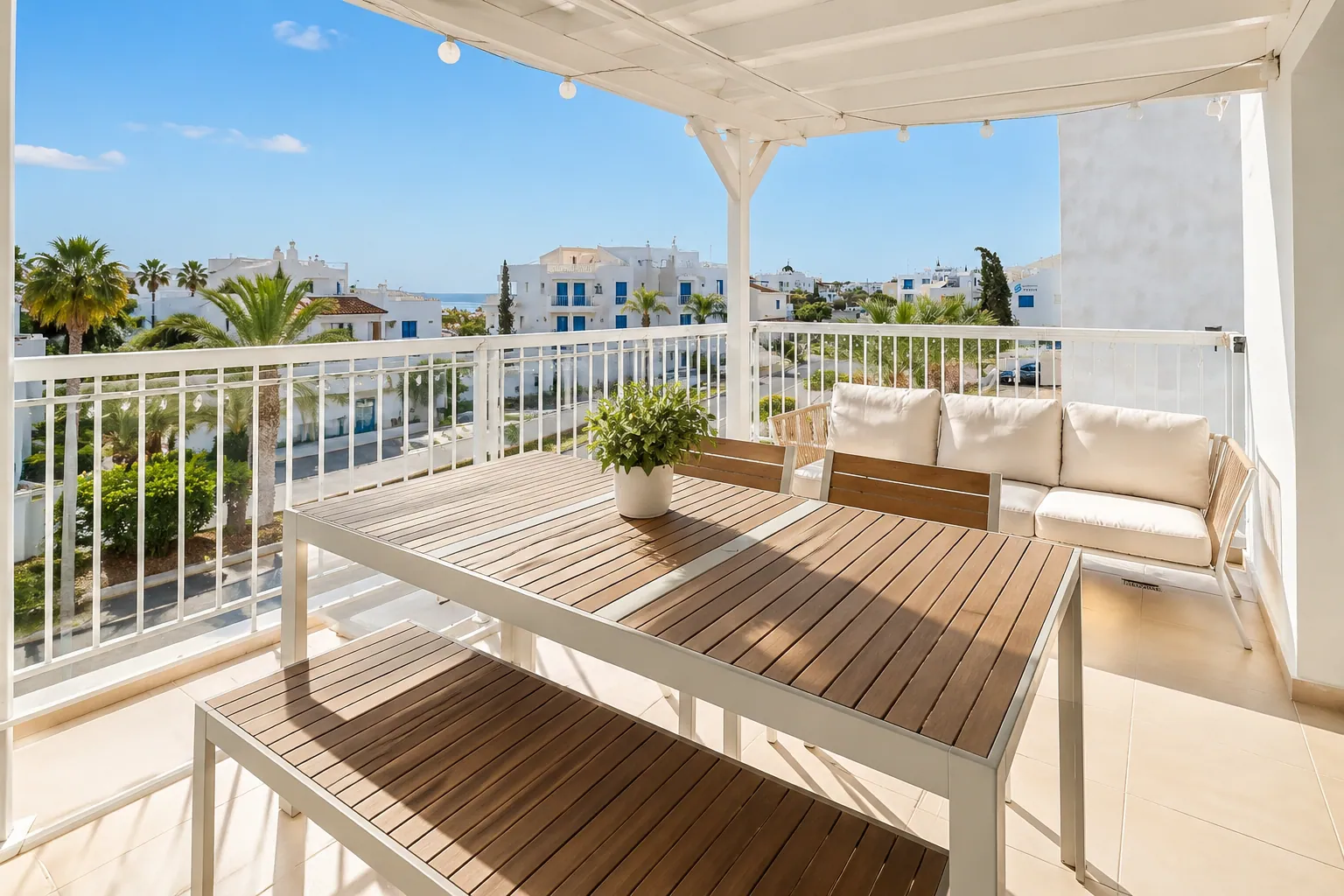 Veranda with outdoor seating at Ember and Tide, Kapparis, Protaras